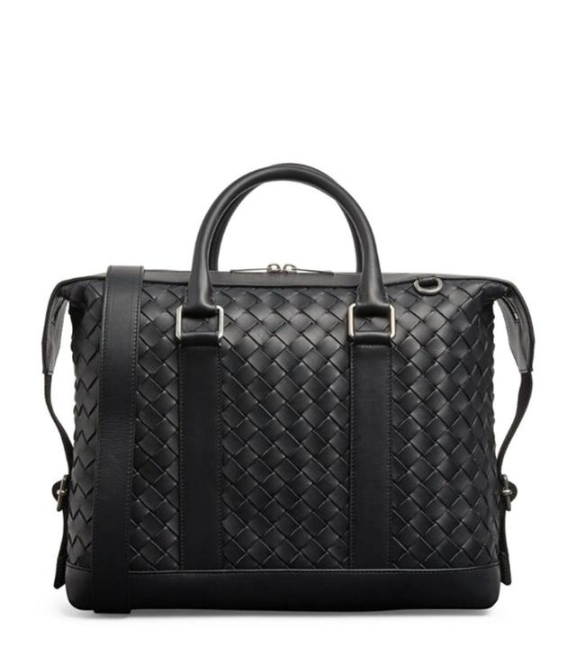 BOTTEGA VENETA Hydrology Intrecciato Leather Briefcase In Black Product Image