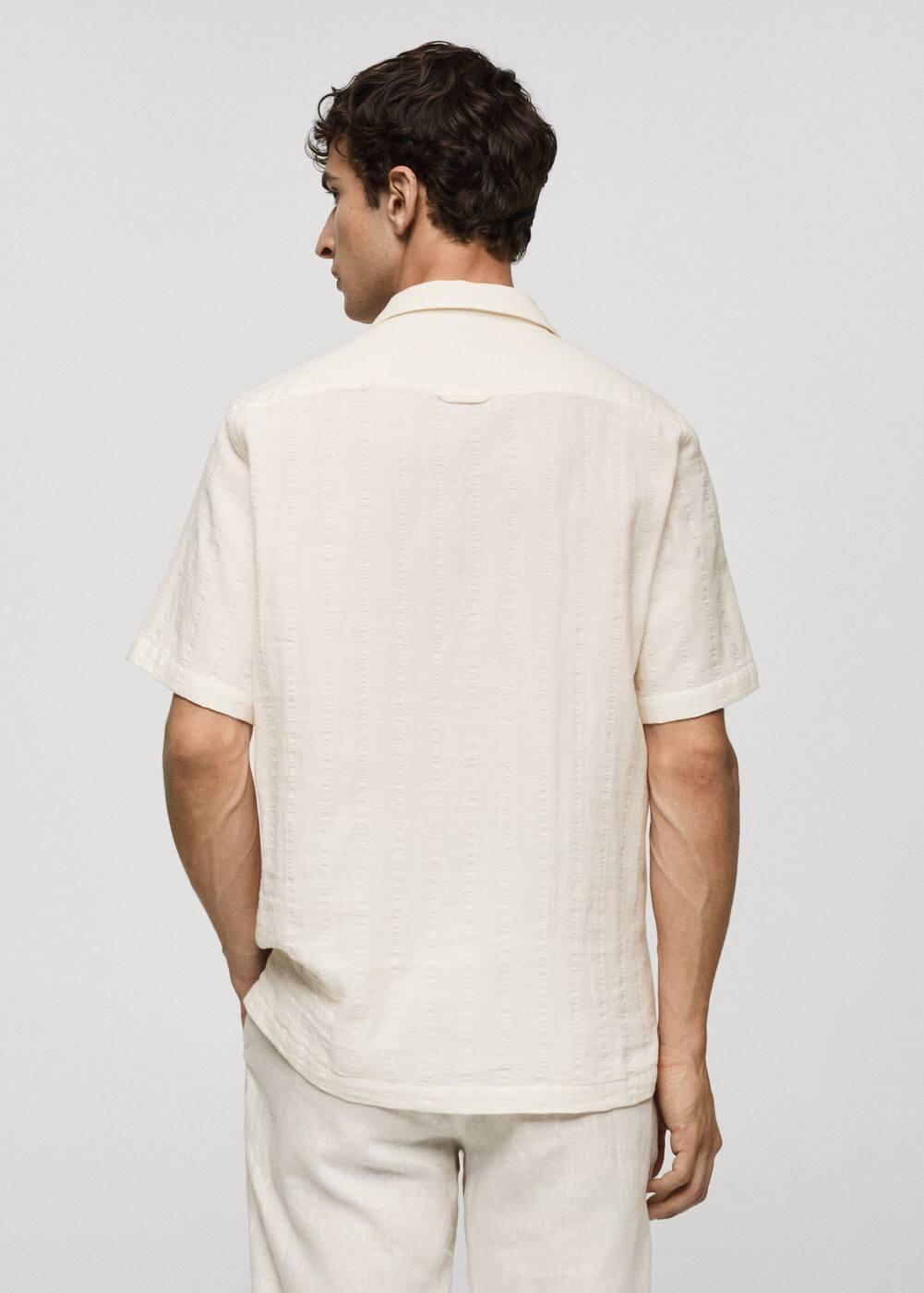 MANGO MAN - Regular fit seersucker cotton shirt off whiteMen Product Image