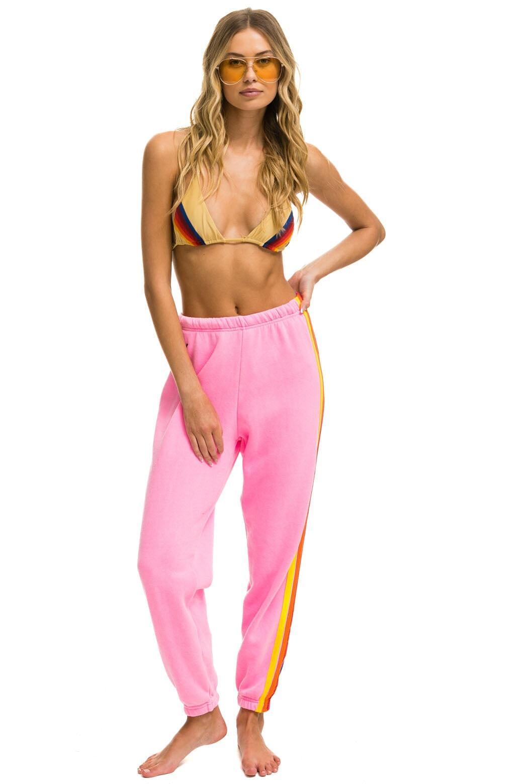 5 STRIPE SWEATPANTS - NEON PINK // YELLOW // PURPLE Female Product Image