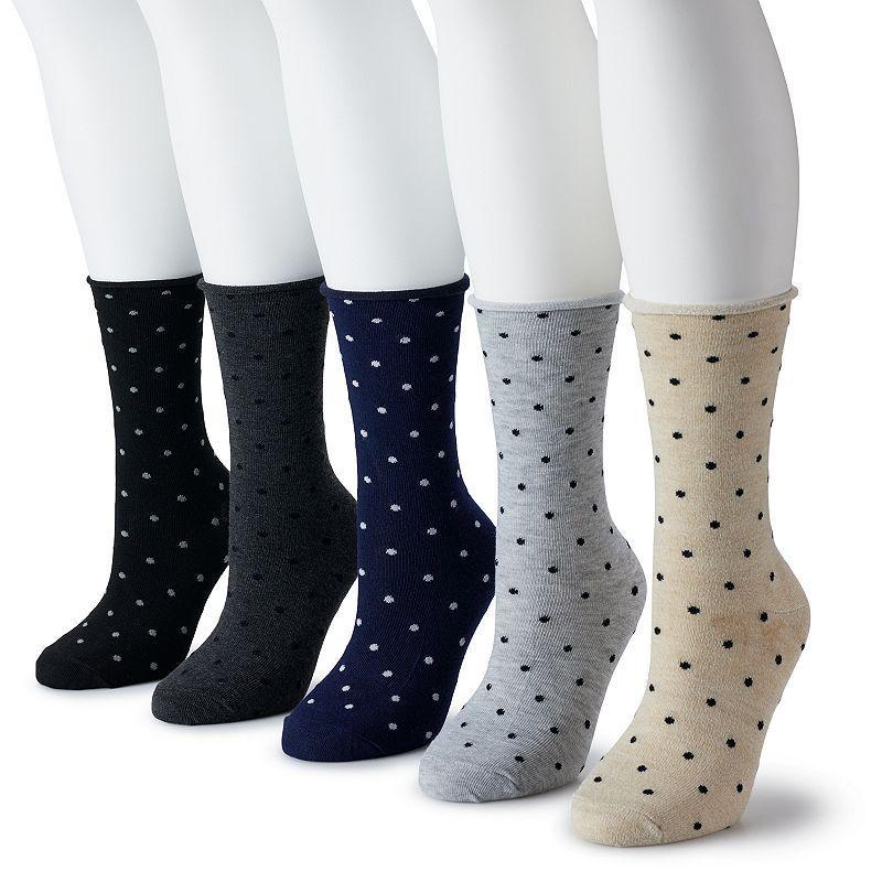 Womens Sonoma Goods For Life 5-Pack Roll Top Crew Socks Product Image