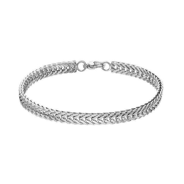 Mens LYNX Stainless Steel Flat Snake Chain Bracelet White Product Image