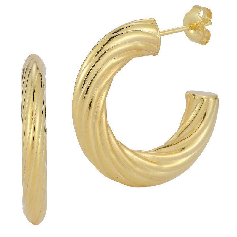 Sunkissed Sterling 14k Gold Over Sterling Silver Flat Twist Hoop Earrings, Womens, Yellow Gold Tone Product Image