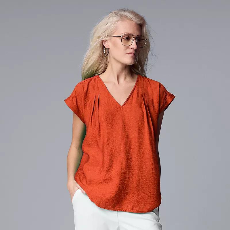 Petite Simply Vera Vera Wang V-Neck Popover Top, Womens Product Image