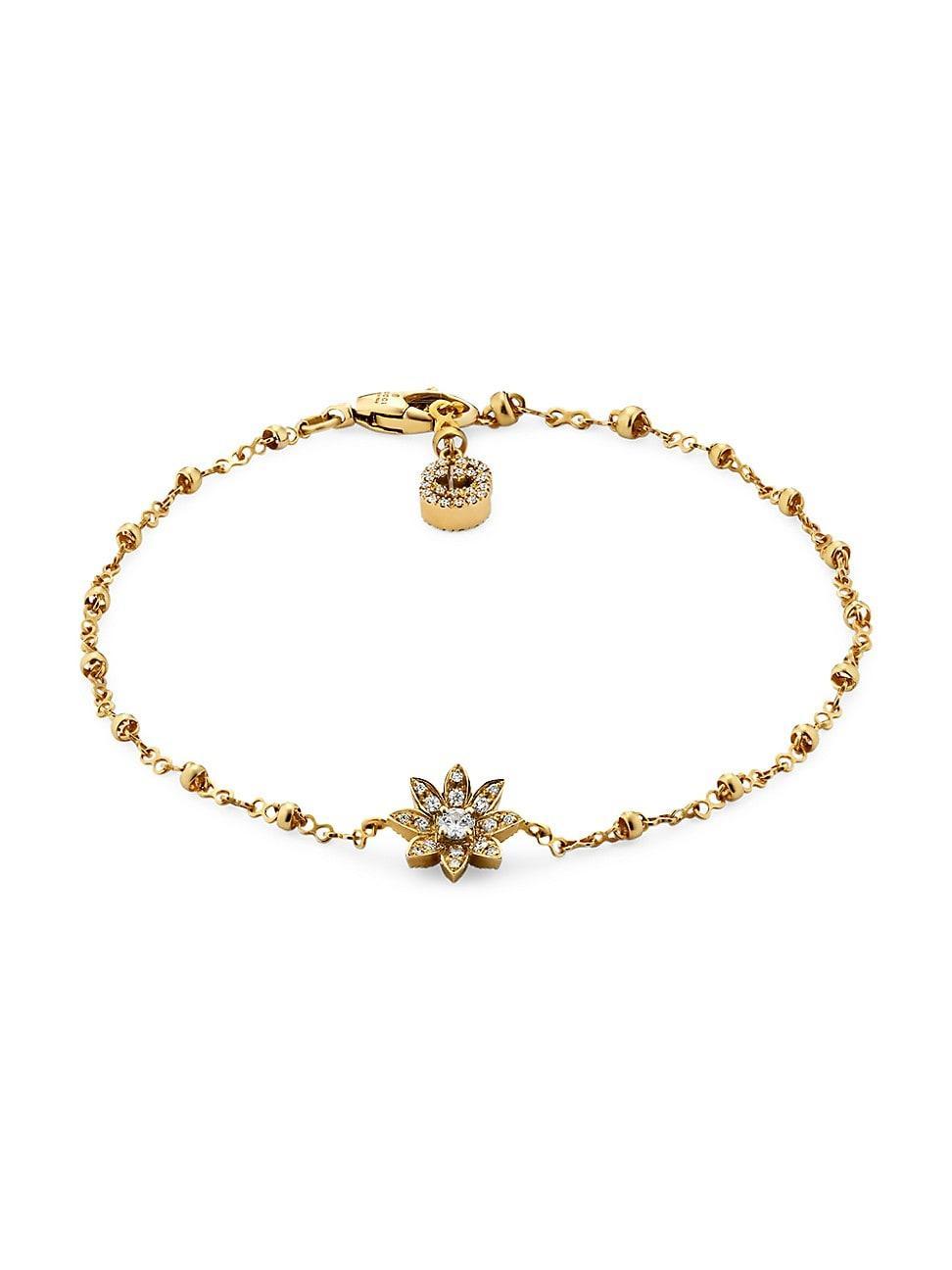 Womens Flora 18K Yellow Gold & Diamond Bracelet Product Image