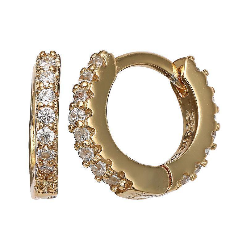 PRIMROSE Cubic Zirconia Huggie Hoop Earrings, Womens Gold Tone Product Image