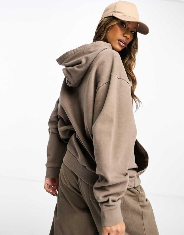 ASOS DESIGN coordinating oversized hoodie in washed brown Product Image