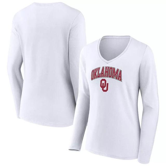 Womens Fanatics Branded Oklahoma Sooners Evergreen Campus Long Sleeve V-Neck T-Shirt Product Image