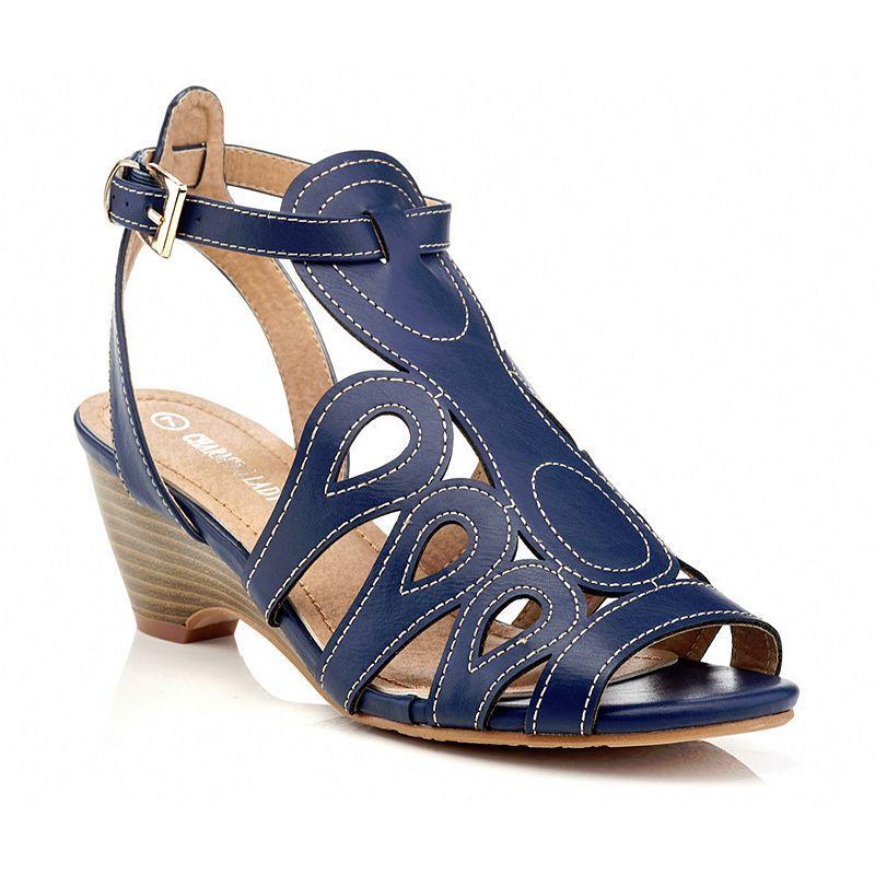 Henry Ferrera S502 Womens Wedge Sandals Blue Product Image