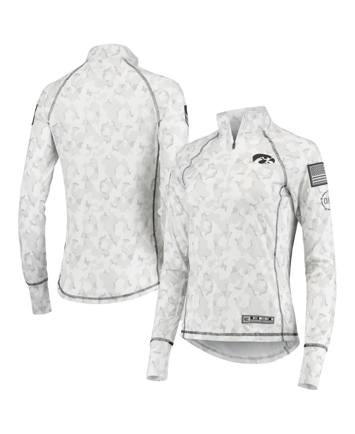 Womens Colosseum Iowa Hawkeyes OHT Military Appreciation Officer Arctic Camo 1/4-Zip Jacket Product Image