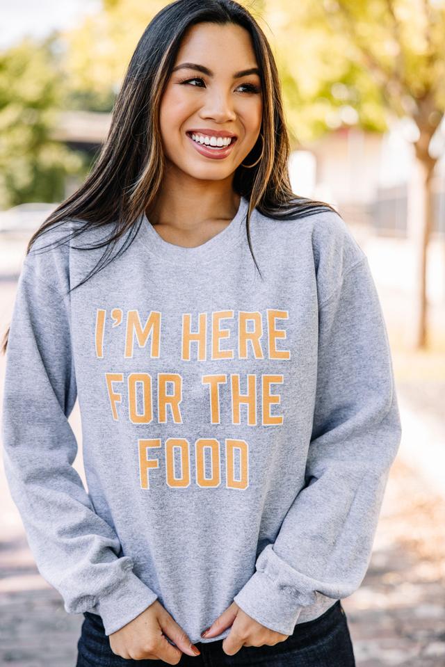 I'm Here For The Food Sport Gray Graphic Sweatshirt Female Product Image