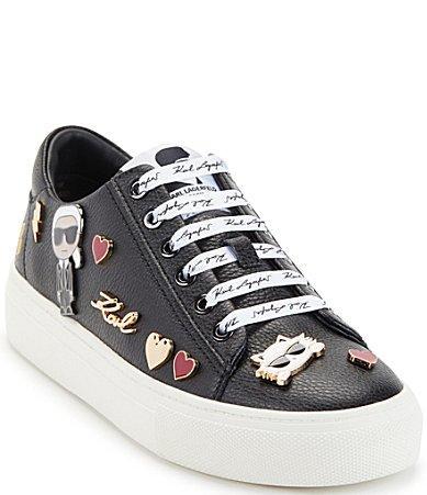 KARL LAGERFELD PARIS Cate Pins Leather Sneakers Product Image