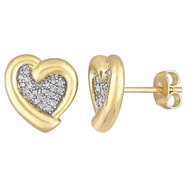 Stella Grace 18k Gold Over Sterling Silver 1/6 Carat T.W. Diamond Heart Stud Earrings, Womens Product Image