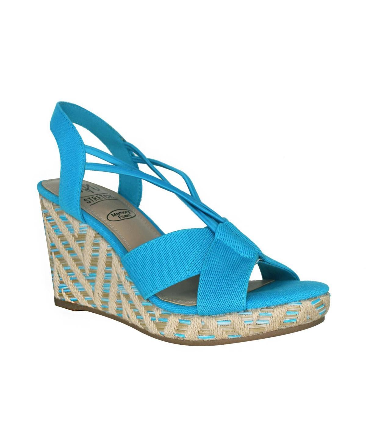 Impo Teshia Womens Stretch Wedge Sandals Blue Blue Product Image