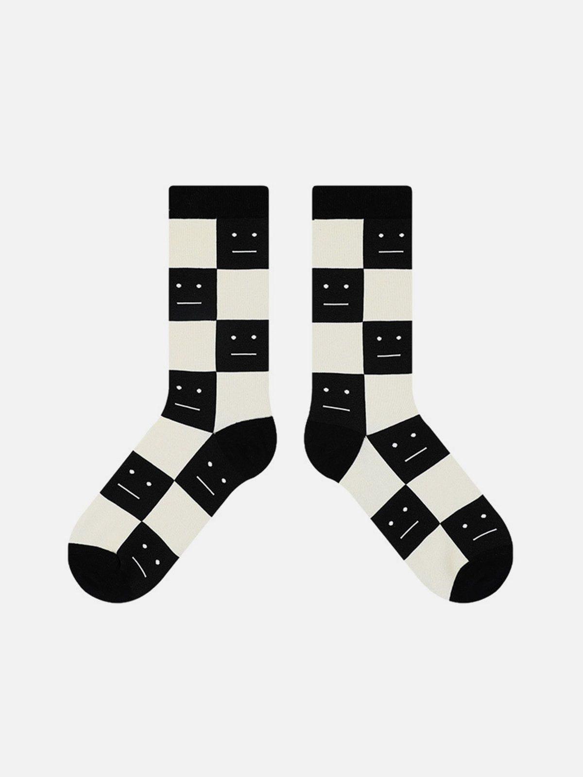 Checkered Smiley Socks Product Image