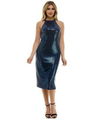 Bebe Womens Mock Neck Disco Dot Midi Dress Product Image