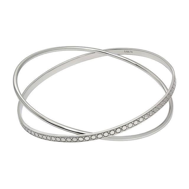 Sterling Silver Criss Cross Slip Bangle Bracelet, Womens Product Image