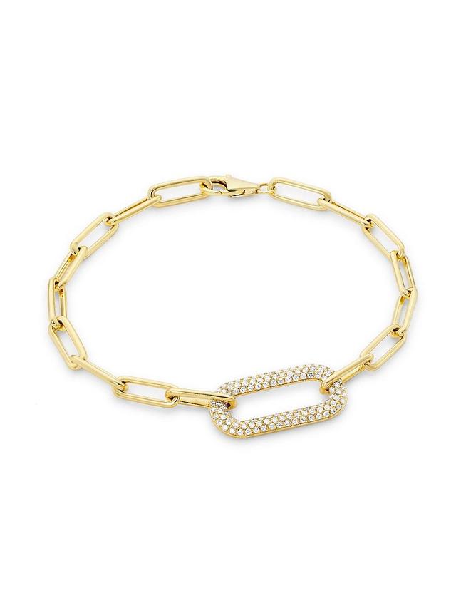 Womens 14K Yellow Gold & 0.55 TCW Diamond Paper-Clip Chain Bracelet Product Image