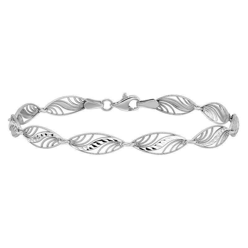 14k White Gold Filigree Bracelet, Womens Product Image