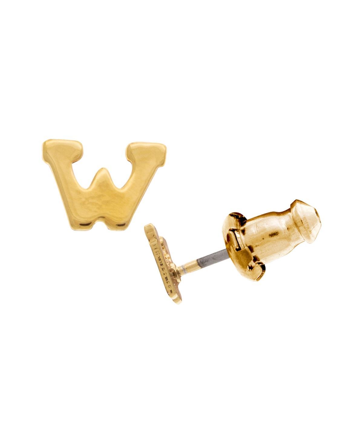 1928 14K Gold Dipped Initial Button Earrings, Womens, Yellow Product Image