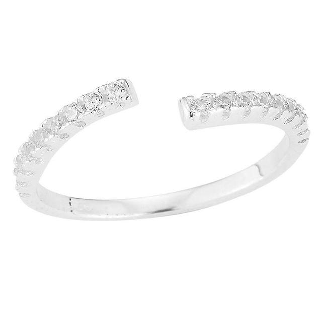 Sunkissed Sterling Cubic Zirconia Bypass Ring, Womens White Product Image