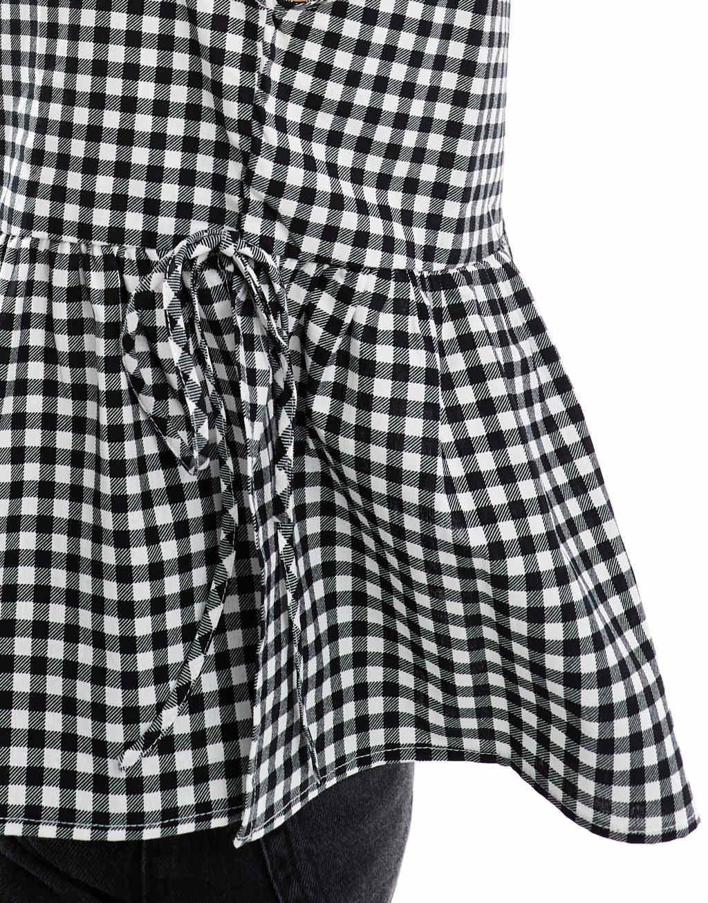 ASOS DESIGN tie side blouse in black gingham Product Image