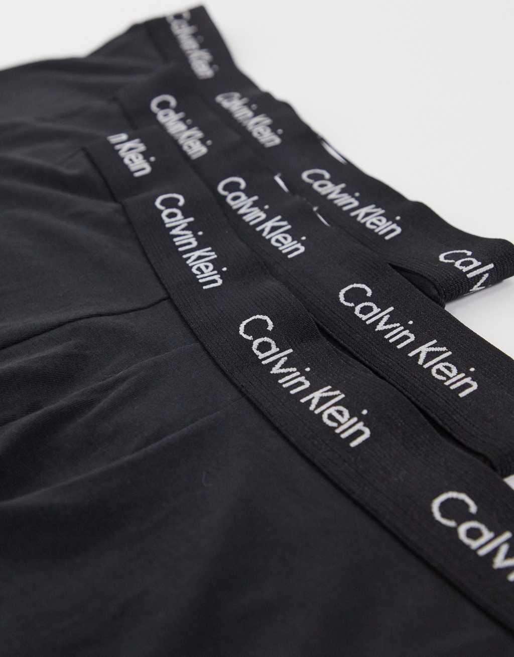 Calvin Klein Cotton Stretch 3-pack boxer briefs with logo waistband in black Product Image