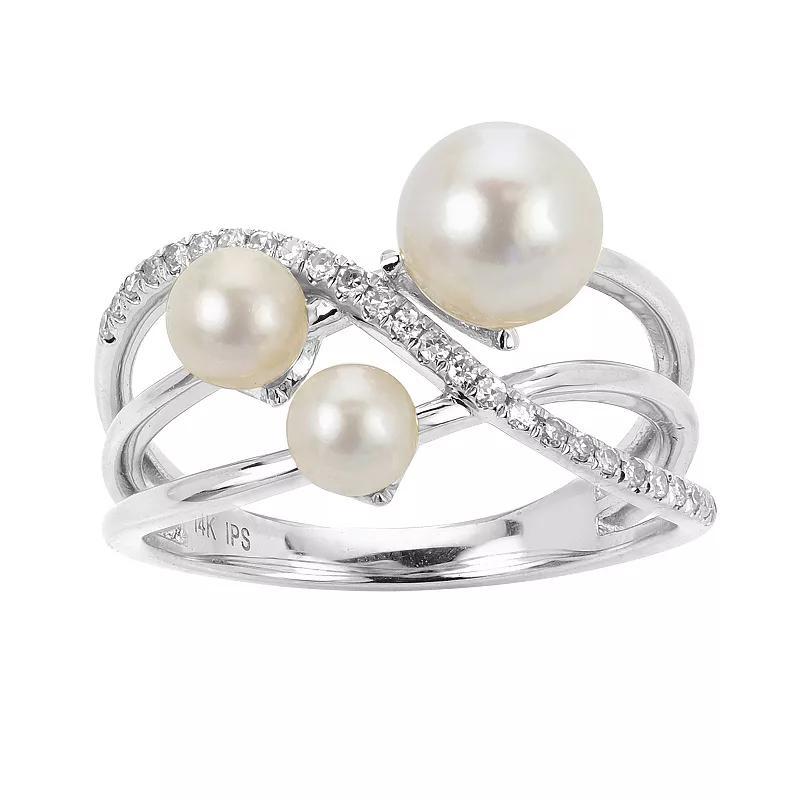 PearLustre by Imperial Sterling Silver Multi Freshwater Cultured Pearl & Lab-Created White Sapphire Ring, Womens Product Image