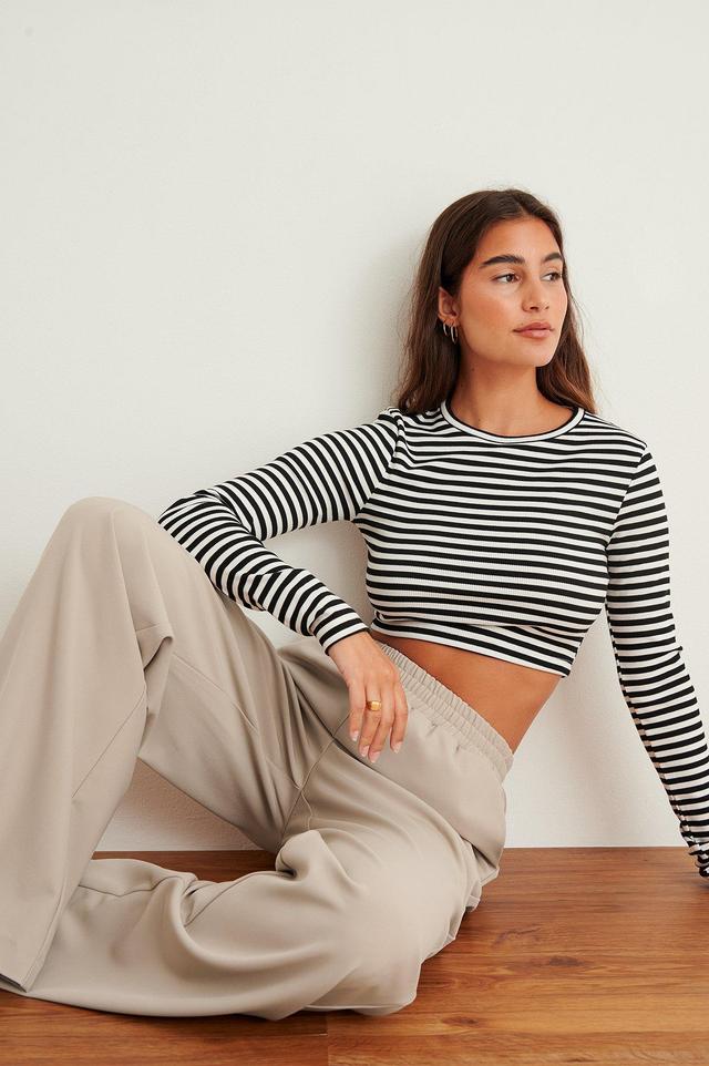 Cropped Long Sleeved Striped Top Product Image