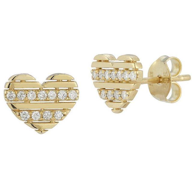 LUMINOR GOLD 14k Gold 1/8 Carat T.W. Diamond Heart Stud Earrings, Womens Product Image