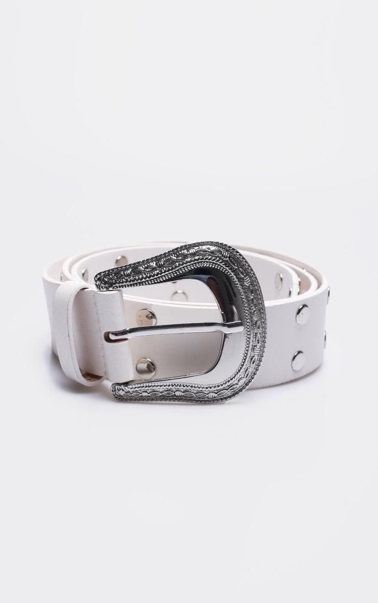 White Western Buckle Stud Belt Product Image