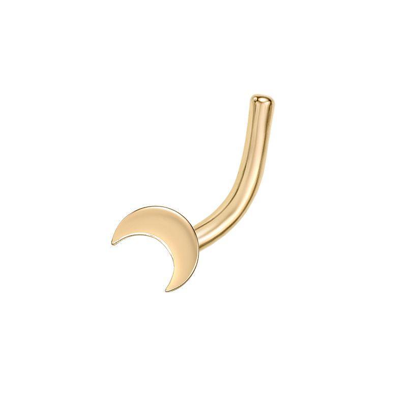 Lila Moon 14k Gold Crescent Moon Curved Nose Ring Stud, Womens Product Image