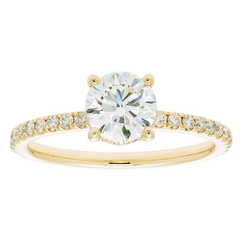 Evergreen Diamonds 14k Gold 1 3/8 Carat T.W. IGL Certified Round Lab-Grown Diamond Hidden Halo Ring, Womens Product Image