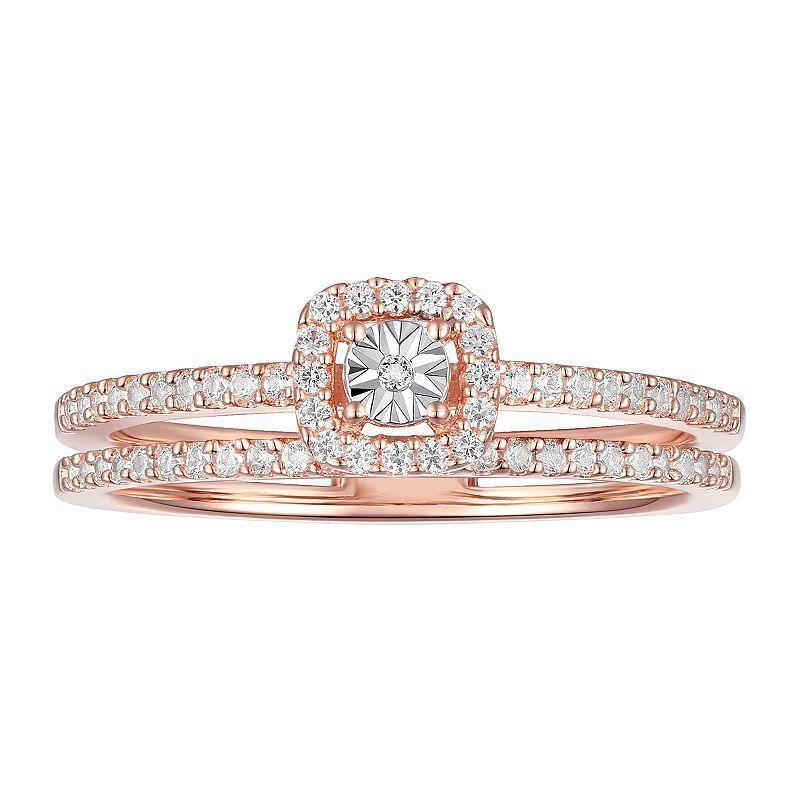 14k Rose Gold Over Silver 1/4 Carat T.W. Diamond Ring, Womens Pink Tone Product Image