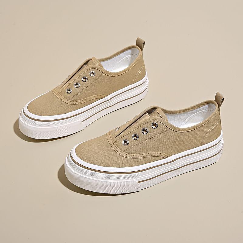 Laceless Platform Canvas Sneakers Product Image