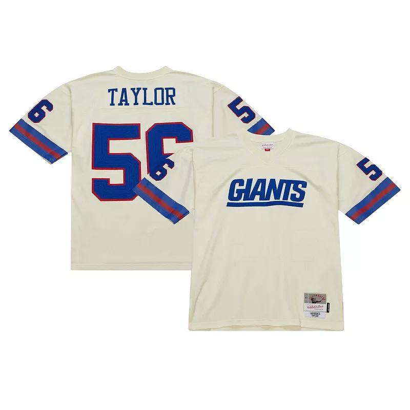 Mens Mitchell & Ness Lawrence Taylor Cream New York Giants Chainstitch Legacy Jersey Product Image