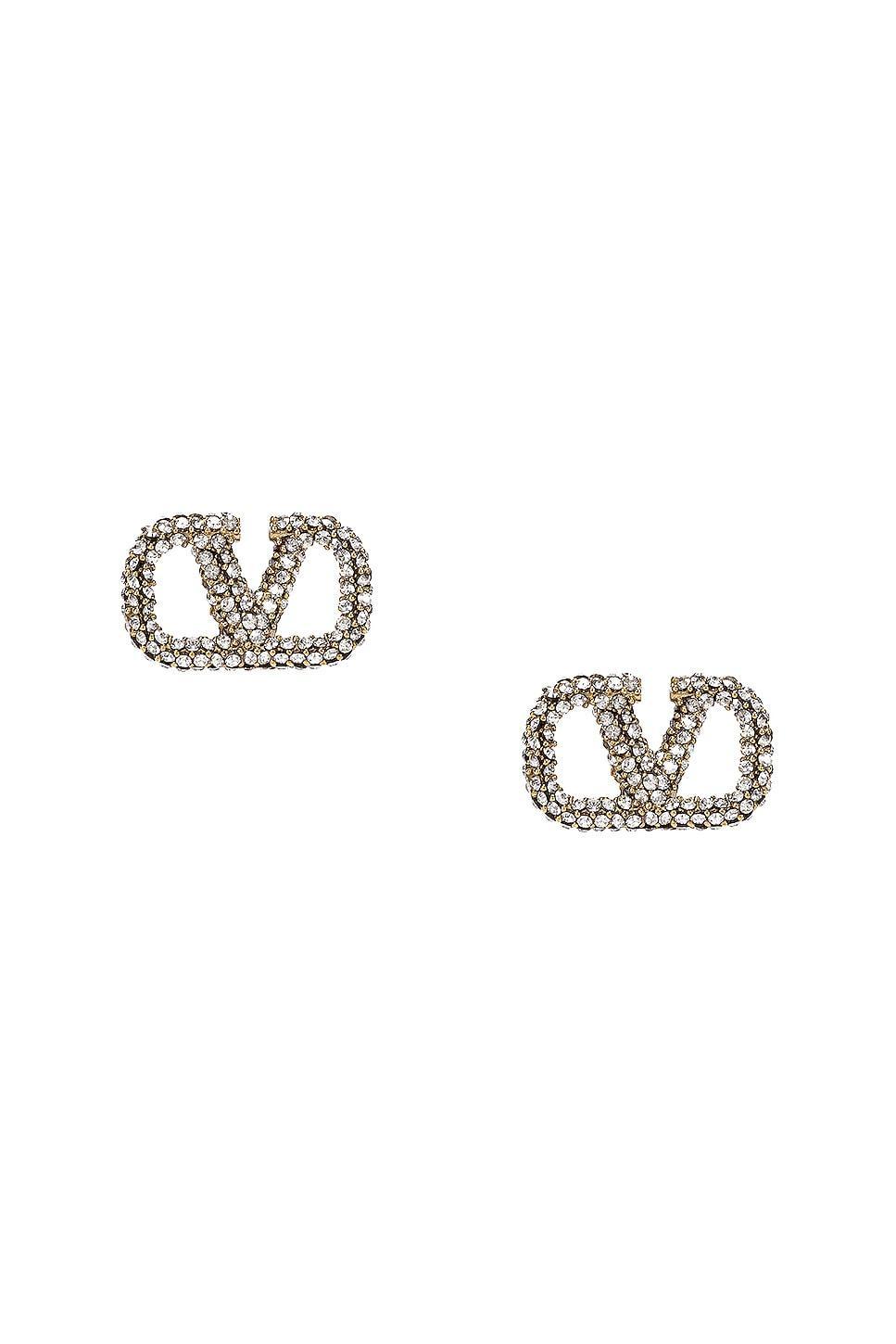 Valentino Garavani V Logo Signature Strass Earrings Metallic Silver.. Product Image