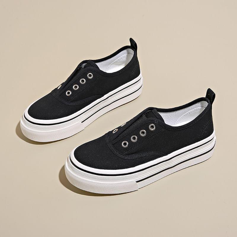 Laceless Platform Canvas Sneakers Product Image