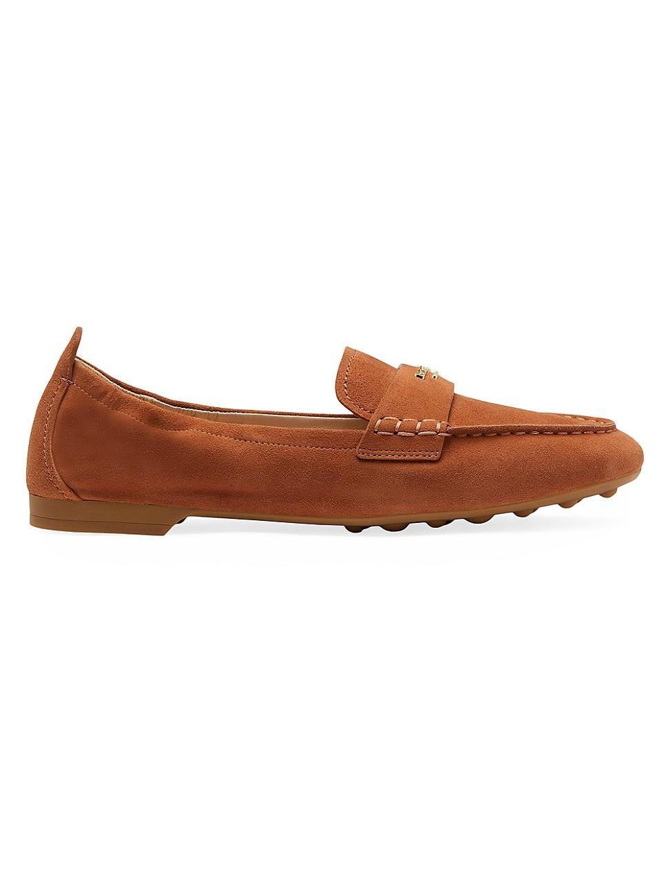 Womens Eliza Logo Suede Loafers Product Image
