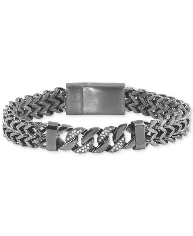 Mens Diamond Link Bracelet (1/5 ct. t.w.) in Gunmetal Ion-Plated Stainless Steel Product Image