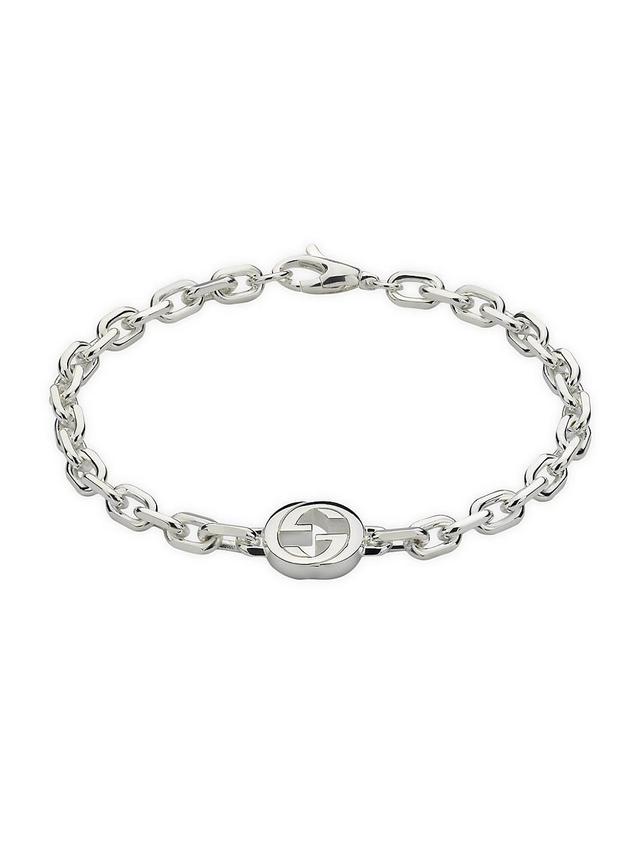 Mens Interlocking G Sterling Silver Bracelet Product Image