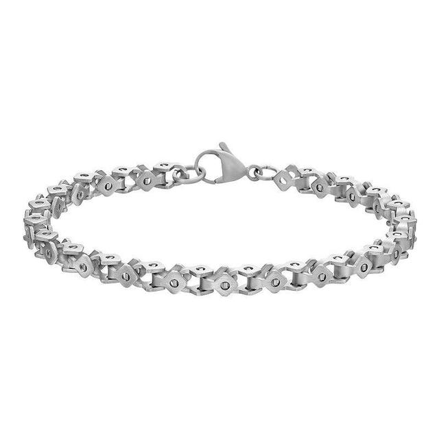 Mens LYNX Stainless Steel Square-Link Chain Bracelet White Product Image