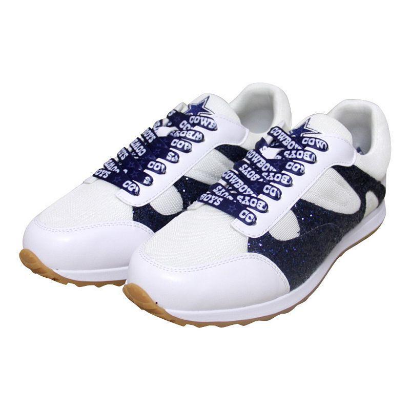 Womens Cuce White Dallas Cowboys Glitter Sneakers Product Image