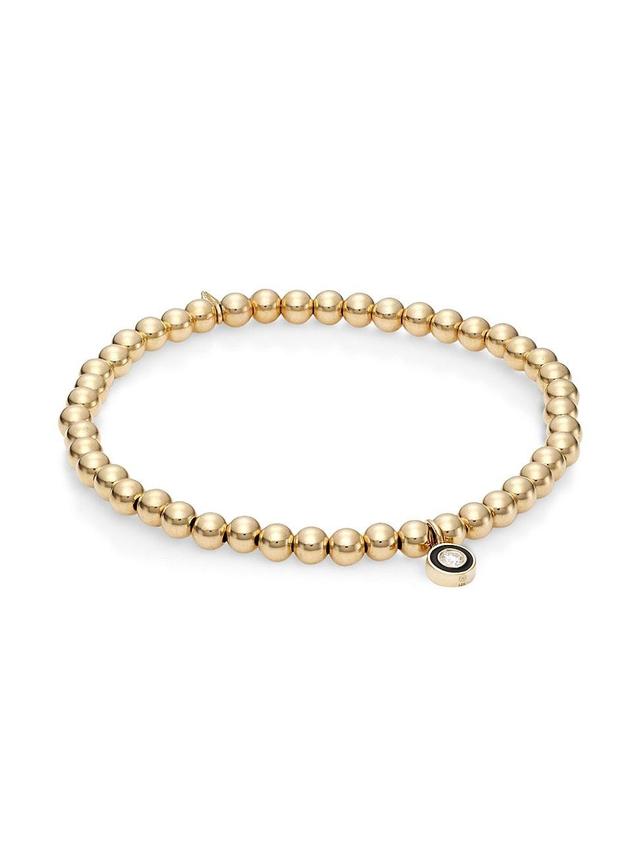 Womens 14K Yellow Gold Ball, Enamel & Diamond Charm Bracelet Product Image