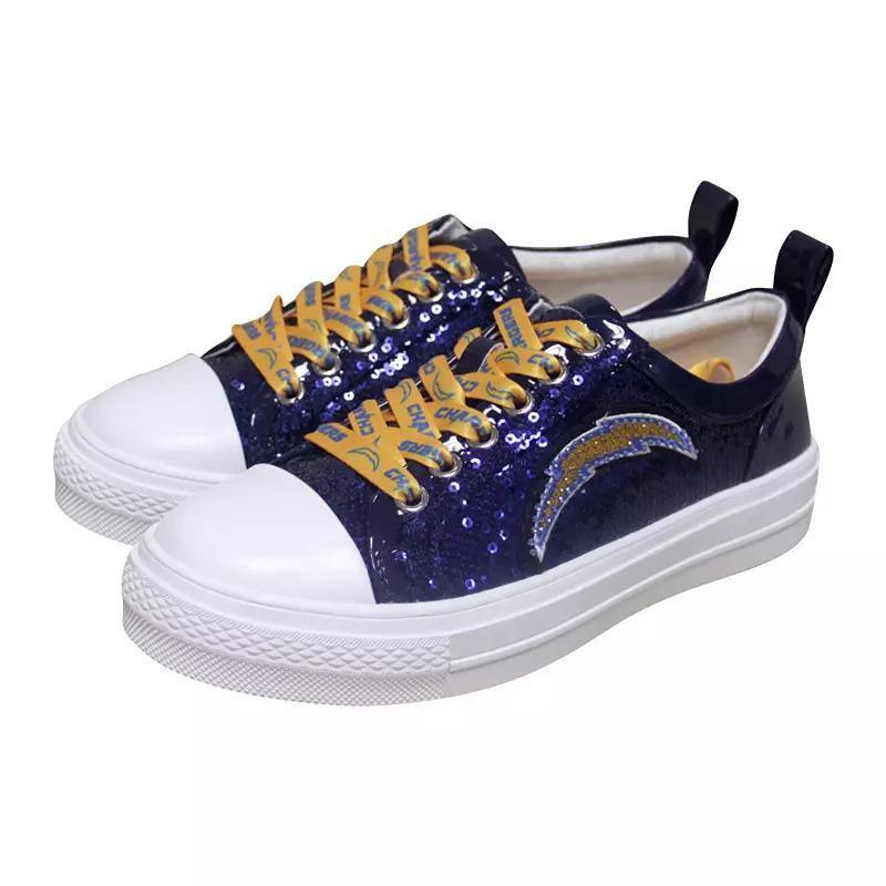 Womens Cuce Los Angeles Chargers Team Sequin Sneakers Blue Product Image