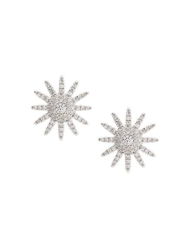 Womens 14K White Gold & 0.41 TCW Diamond Starburst Stud Earrings Product Image