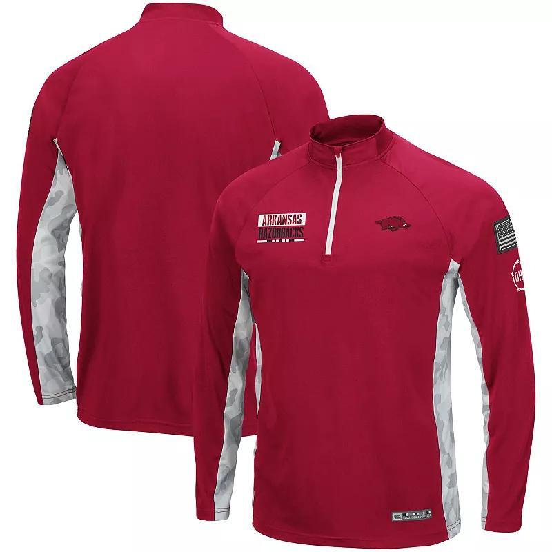 Mens Colosseum Cardinal Arkansas Razorbacks OHT Military Appreciation Snow Cruise Raglan 1/4-Zip Jacket Product Image