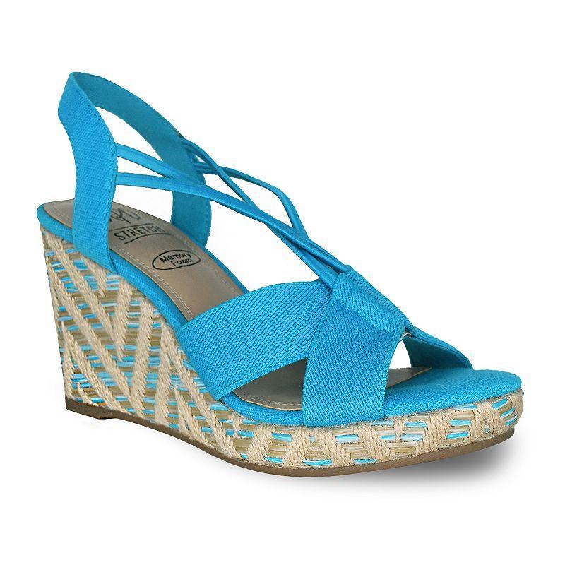 Impo Teshia Womens Stretch Wedge Sandals Blue Blue Product Image