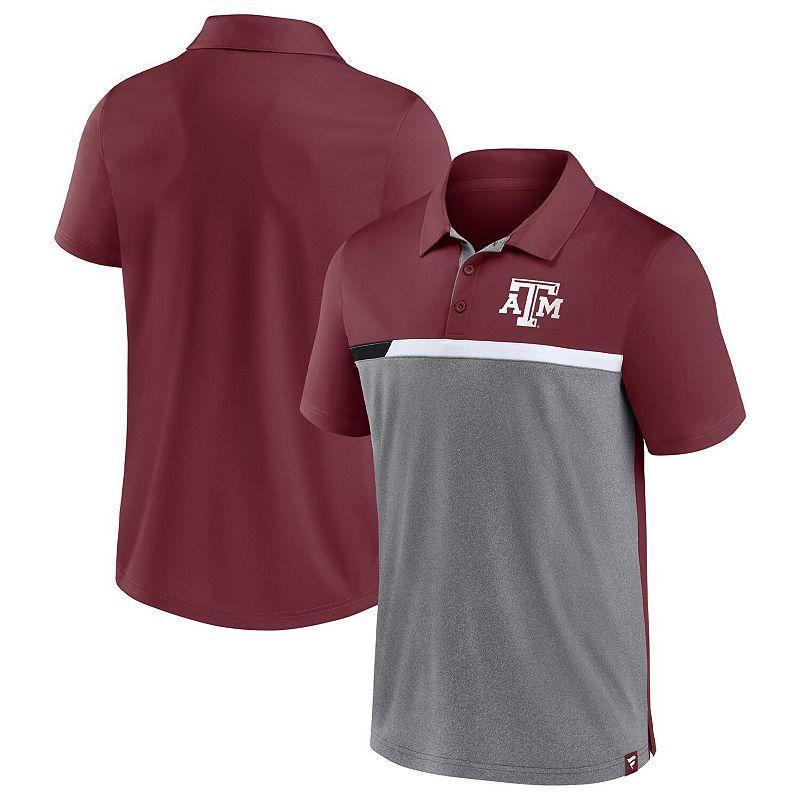 Mens Fanatics Branded Maroon/Heathered Gray Texas A&M Aggies Split Block Color Block Polo Product Image