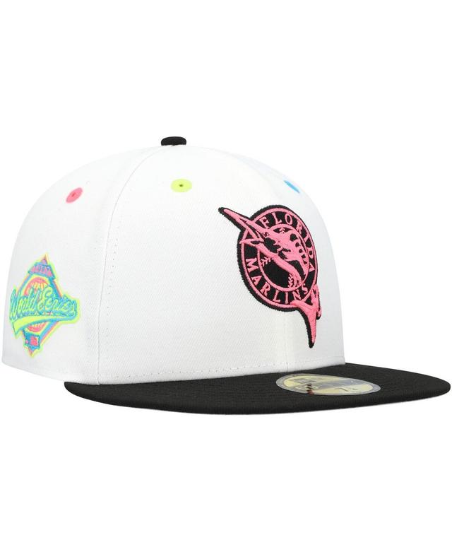 Mens New Era White Florida Marlins Cooperstown Collection Neon Eye 59FIFTY Fitted Hat Product Image