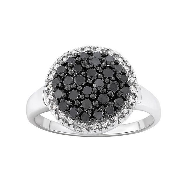 Jewelexcess 1 Carat T.W. Black and White Diamond Sterling Silver Frame Ring, Womens Product Image